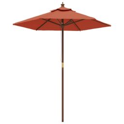 Berkfield Home Garden Parasol with Wooden Pole Terracotta 196x231 cm in Brown - thumbnail 2
