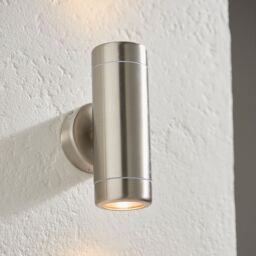 Loops 2 PACK Up & Down Twin Outdoor Wall Light - 2 x 7W GU10 LED - Stainless Steel in Metallics - thumbnail 5