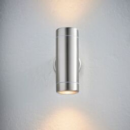 Loops 2 PACK Up & Down Twin Outdoor Wall Light - 2 x 7W GU10 LED - Stainless Steel in Metallics - thumbnail 4