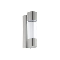 Loops IP44 Outdoor Wall Light Stainless Steel / Glass 3.7W Built in LED Porch Lamp in Metallics