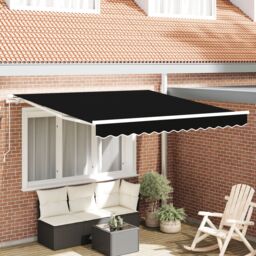 Berkfield Home Manual Retractable Awning Black 350x250 cm - thumbnail 1