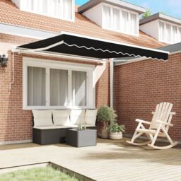 Berkfield Home Manual Retractable Awning Black 350x250 cm - thumbnail 3