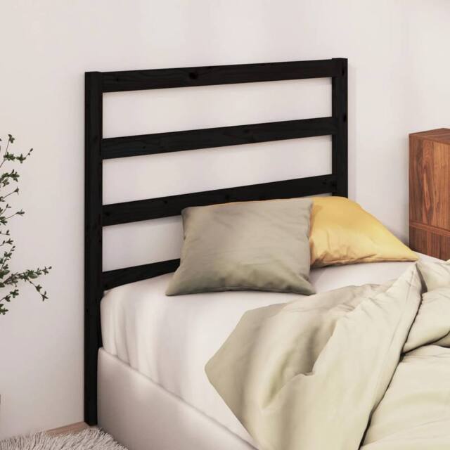 Berkfield Home Beautiful Bed Headboard Black 95x4x100 cm Solid Wood Pine - Size: 95 x 4 x 100 cm - image 1