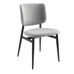 Angel Cerda Light Grey Fabric Dining Chair with Black Steel Legs