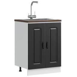 Berkfield Home Sink Base Cabinet Kalmar Black 60x46x81.5 cm Engineered Wood - thumbnail 1