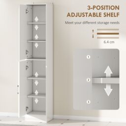 Kleankin Tall Bathroom Cabinet with Mirror, High Gloss White - thumbnail 5