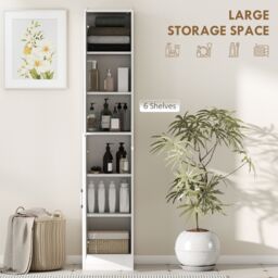 Kleankin Tall Bathroom Cabinet with Mirror, High Gloss White - thumbnail 4