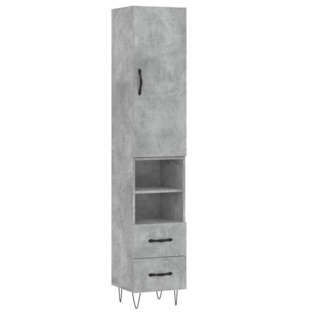 Berkfield Home Highboard Concrete Grey 34.5x34x180 cm Engineered Wood - image 1