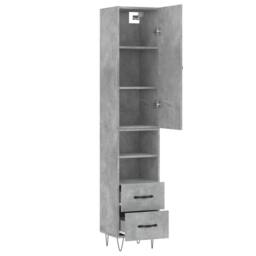 Berkfield Home Highboard Concrete Grey 34.5x34x180 cm Engineered Wood - thumbnail 4