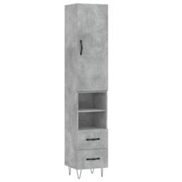 Berkfield Home Highboard Concrete Grey 34.5x34x180 cm Engineered Wood - thumbnail 1
