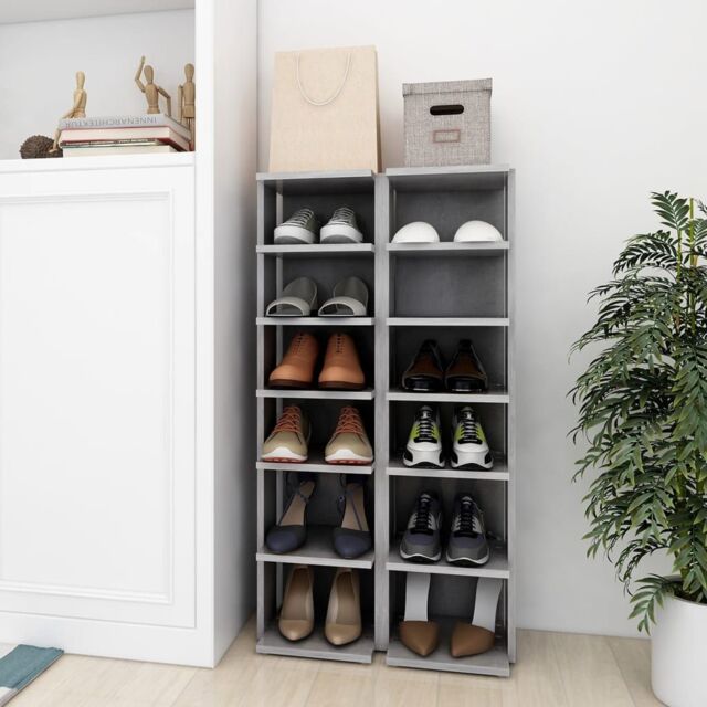 Berkfield Home Shoe Cabinets 2 pcs Concrete Grey 25x27x102 cm - Size: 25 x 27 x 102 cm - image 1