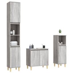 Berkfield Home 3 Piece Bathroom Furniture Set Grey Sonoma Engineered Wood - thumbnail 4