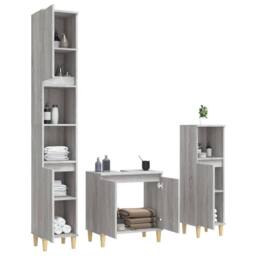 Berkfield Home 3 Piece Bathroom Furniture Set Grey Sonoma Engineered Wood - thumbnail 3