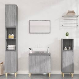 Berkfield Home 3 Piece Bathroom Furniture Set Grey Sonoma Engineered Wood - thumbnail 2