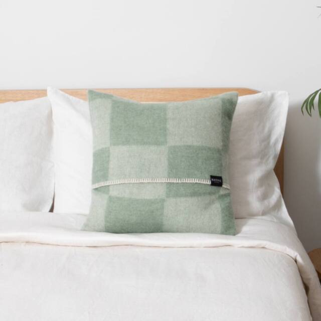 Native Natural Checkerboard Green Wool Cushion 45x45cm - Size: 45 cm x 45 cm - image 1