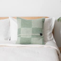 Native Natural Checkerboard Green Wool Cushion 45x45cm - Size: 45 cm x 45 cm - thumbnail 1