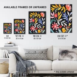 "Artery8 Abstract Floral Botanical Henri Matisse Style Framed Wall Art - Size: W12"" x H16""" - thumbnail 3