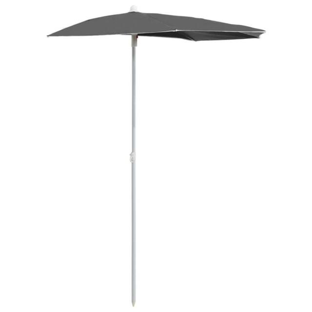 Berkfield Home Garden Half Parasol with Pole 180x90 cm Anthracite in Charcoal - image 1