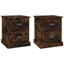 Berkfield Home Bedside Cabinets 2 pcs Smoked Oak 39x39x47.5 cm Engineered Wood in Brown - thumbnail 2