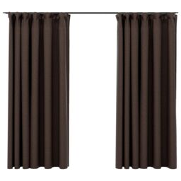 Berkfield Home Linen-Look Blackout Curtains with Hooks 2 pcs Taupe 140x175 cm - thumbnail 2