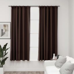 Berkfield Home Linen-Look Blackout Curtains with Hooks 2 pcs Taupe 140x175 cm