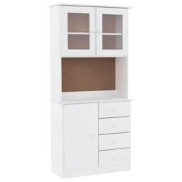 Berkfield Home Highboard ALTA White 77x35x165 cm Solid Wood Pine - Size: 77 x 35 x 165 cm - thumbnail 3