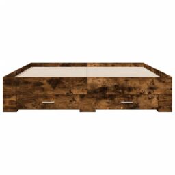 Berkfield Home Bed Frame with Drawers without Mattress Smoked Oak 140x200 cm in Brown - thumbnail 4