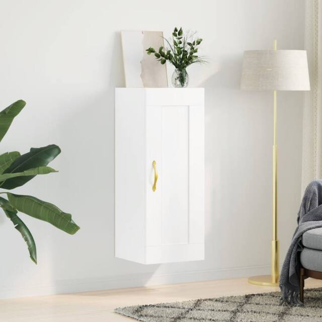 Berkfield Home Wall Mounted Cabinet White 34.5x34x90 cm Engineered Wood - image 1