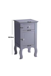 Living and Home Wooden Bedside Side Table Nightstand with Drawer in Grey - thumbnail 6