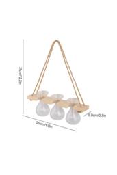 Living and Home Wall Hanging Plant Propagation Station with 3 Vases & Wooden Frame in Natural - thumbnail 6