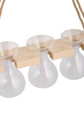 Living and Home Wall Hanging Plant Propagation Station with 3 Vases & Wooden Frame in Natural - thumbnail 5