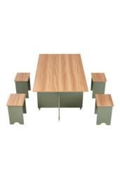 Living and Home Drop Leaf Dining Table Set with 4 Stools in Green - thumbnail 6