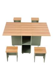 Living and Home Drop Leaf Dining Table Set with 4 Stools in Green - thumbnail 8