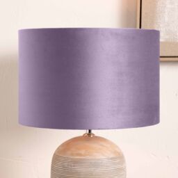 Ruma Lavender Lilac Velvet Cylinder Shade for Table Lamps & Floor Lamps in Pale Lilac - Size: 18 inches