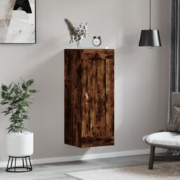 Berkfield Home Wall Mounted Cabinet Smoked Oak 34.5x34x90 cm Engineered Wood in Brown - thumbnail 3