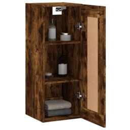 Berkfield Home Wall Mounted Cabinet Smoked Oak 34.5x34x90 cm Engineered Wood in Brown - thumbnail 5