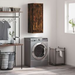 Berkfield Home Wall Mounted Cabinet Smoked Oak 34.5x34x90 cm Engineered Wood in Brown