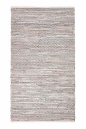 Homescapes Real Leather Handwoven Diamond Pattern Rug in Grey - Size: 150 cm x 240 cm - thumbnail 2