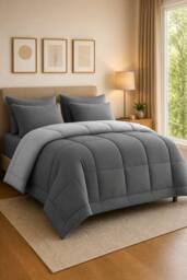 Grace Coverless 2 Tone Reversible Duvet 10.5 Tog in Grey - Size: Single