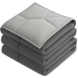 Grace Coverless 2 Tone Reversible Duvet 10.5 Tog in Grey - Size: Single - thumbnail 4