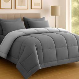 Grace Coverless 2 Tone Reversible Duvet 10.5 Tog in Grey - Size: Single - thumbnail 2