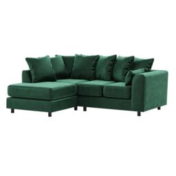 Furnishings For Less UK Brooklyn Plush Velvet 3 to 4 Seater L Shaped Corner Sofa Left Hand Facing in Green