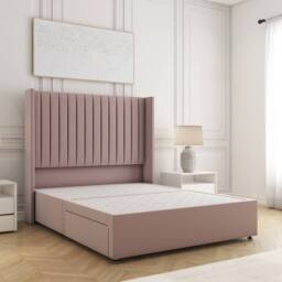 "BSSPOKE Manhattan Divan Bed Plush 54""Headboard 2Drawers Footend & No Mattress in Pink - Size: Double" - thumbnail 2