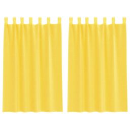Berkfield Home Voile Curtains with Rod Pockets 2 pcs Yellow - thumbnail 2