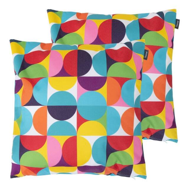 icon 2PK Cushion 43x43cm Circluar Geo, Aqua Back - Size: 43x43 cm - image 1
