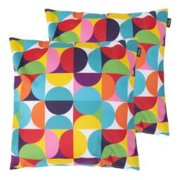 icon 2PK Cushion 43x43cm Circluar Geo, Aqua Back - Size: 43x43 cm - thumbnail 1