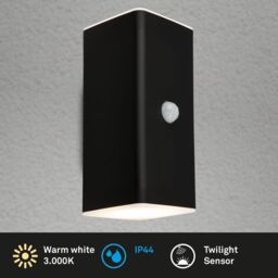 BRILONER Sensor Black 2x6W Battery Powered LED Outdoor Wall Light - thumbnail 3