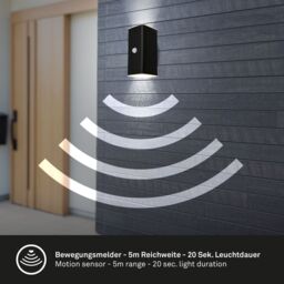 BRILONER Sensor Black 2x6W Battery Powered LED Outdoor Wall Light - thumbnail 6