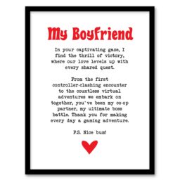 "Artery8 Love Poem Gamer Nerd Boyfriend Romantic Poetry Framed Art Print in White - Size: W12"" x H16""" - thumbnail 1