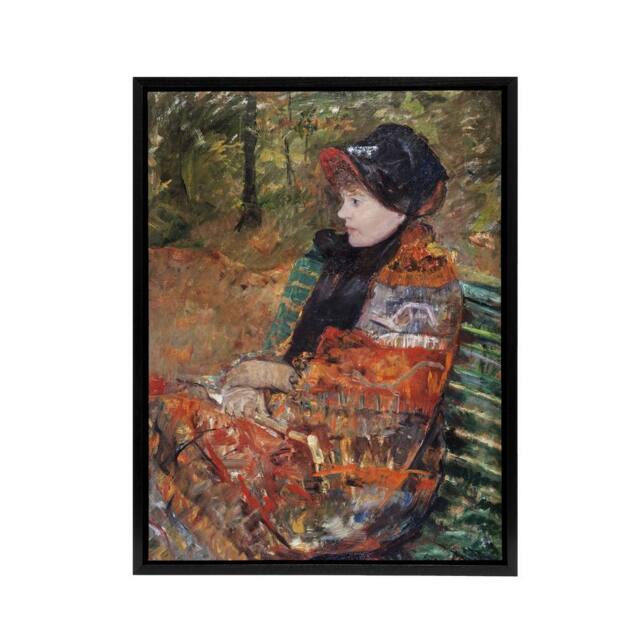 "Artery8 Autumn Portrait of Lydia in a Park Cassatt Black Framed Canvas Art - Size: W12"" x H16""" - image 1